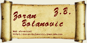 Zoran Bolanović vizit kartica
